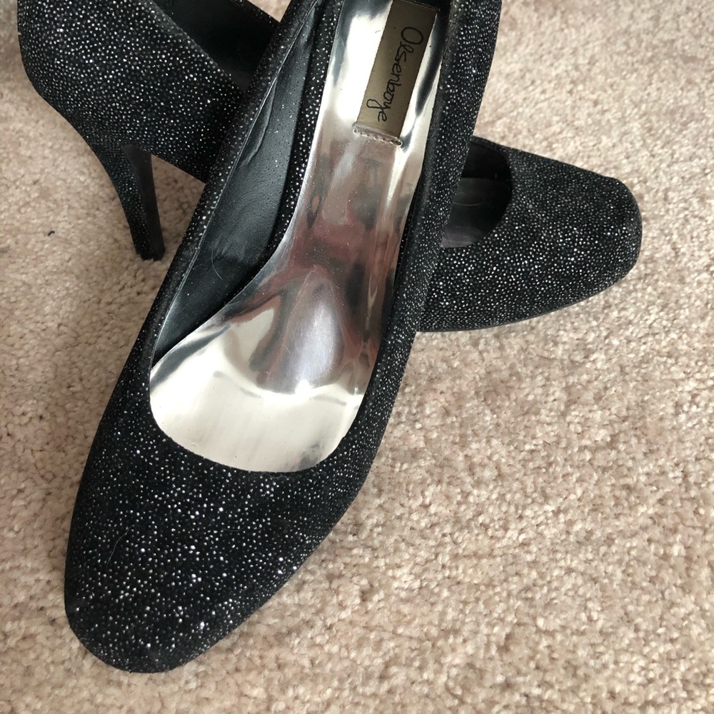 Black glitter heels